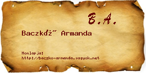 Baczkó Armanda névjegykártya